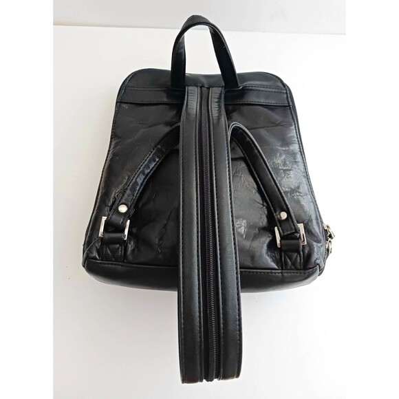 Transit Genuine Blk Genuine Leather Backpack Multi Zip Pockets 10X3X10 Packable main image 5